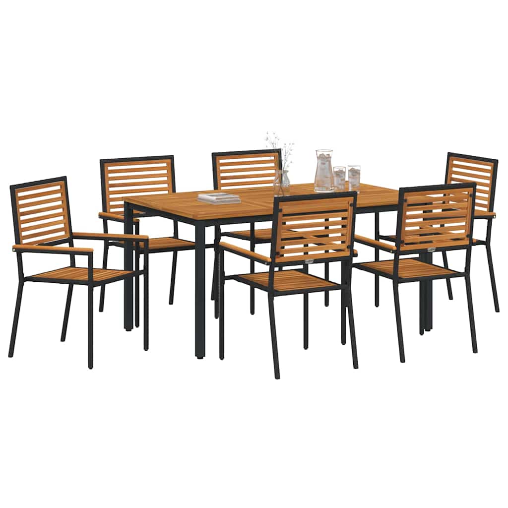 Garten Essgruppe 7 pcs Schwarz und Braun Poly-Rattan