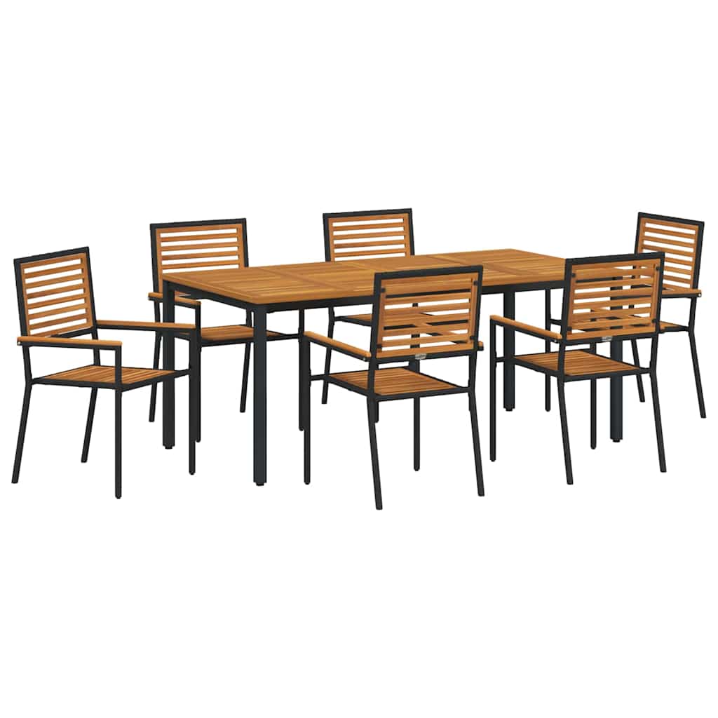Garten Essgruppe 7 pcs Schwarz und Braun Poly-Rattan