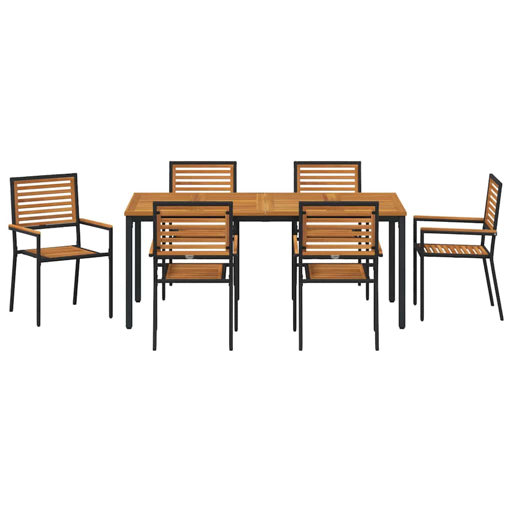Garten Essgruppe 7 pcs Schwarz und Braun Poly-Rattan