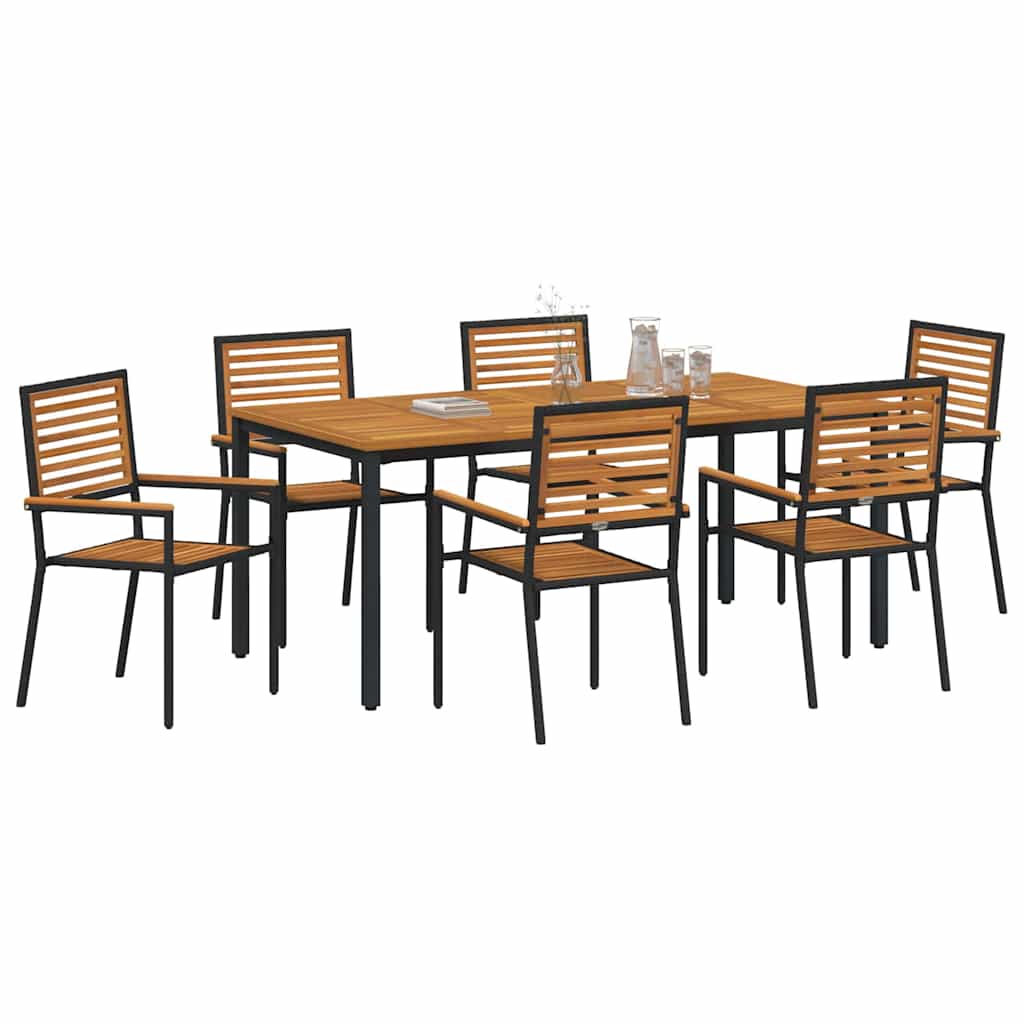 Garten Essgruppe 7 pcs Schwarz und Braun Poly-Rattan