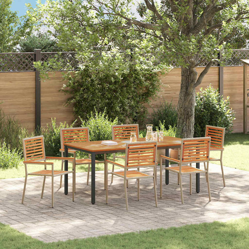 Garten Essgruppe 7 pcs Beige und Braun Poly-Rattan