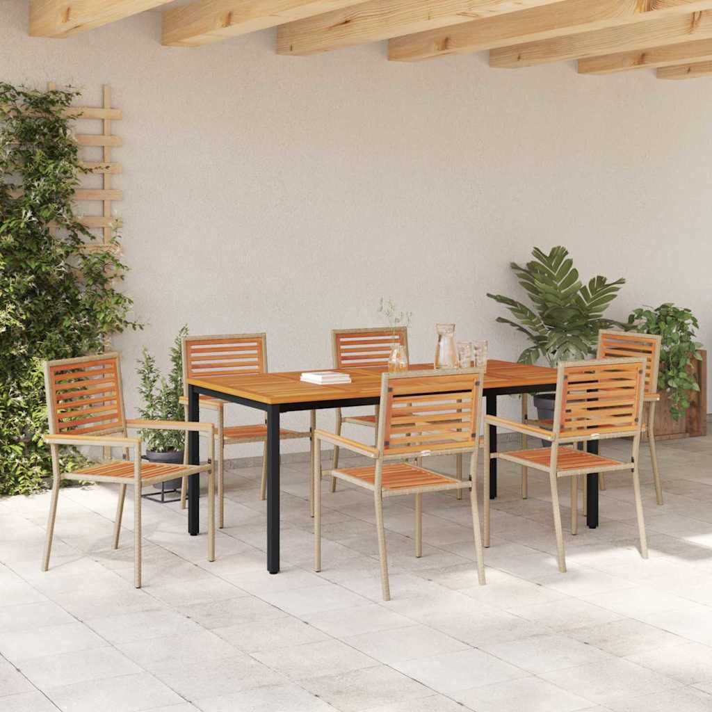 Garten Essgruppe 7 pcs Beige und Braun Poly-Rattan