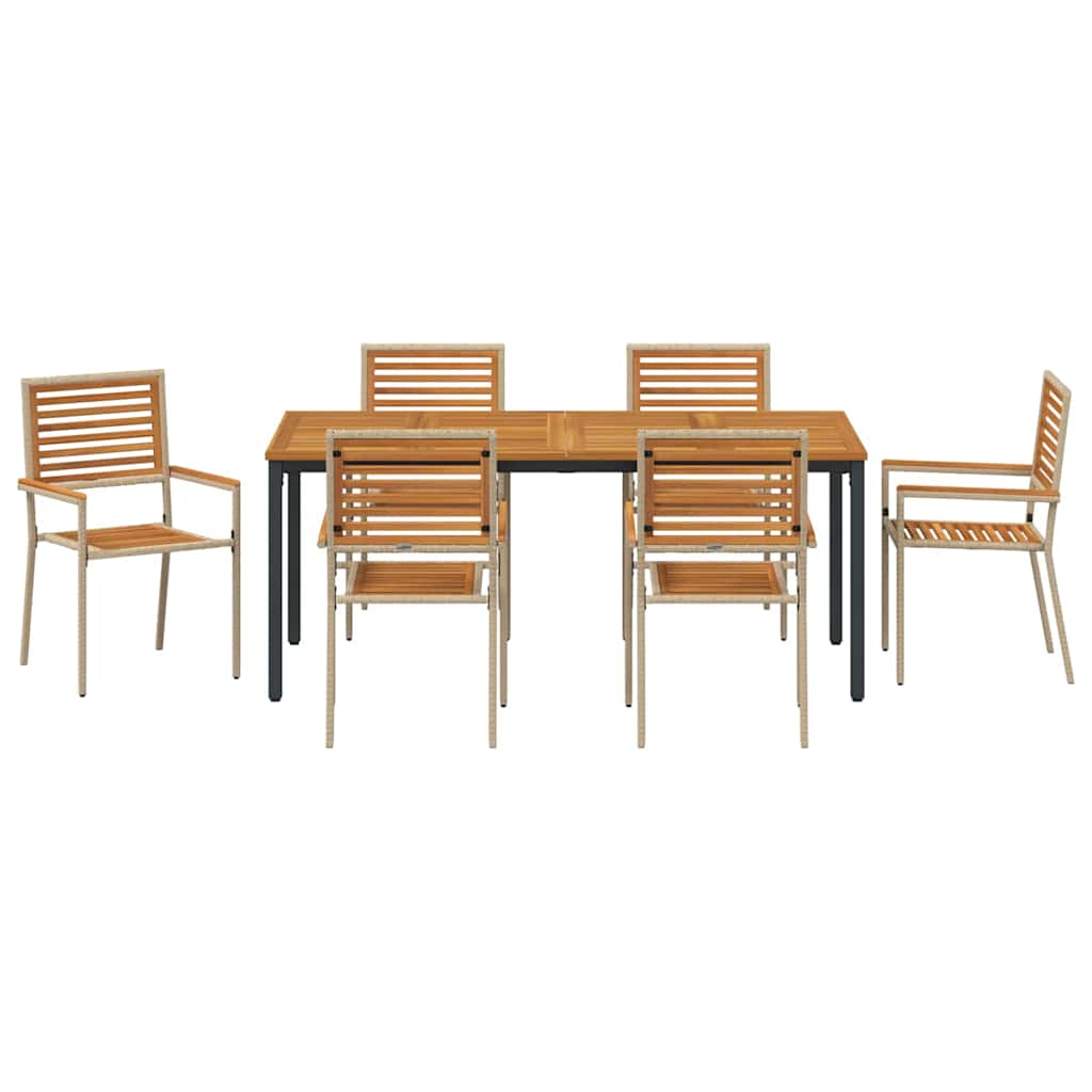 Garten Essgruppe 7 pcs Beige und Braun Poly-Rattan