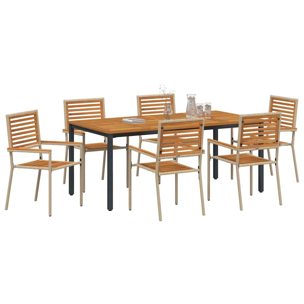 Garten Essgruppe 7 pcs Beige und Braun Poly-Rattan