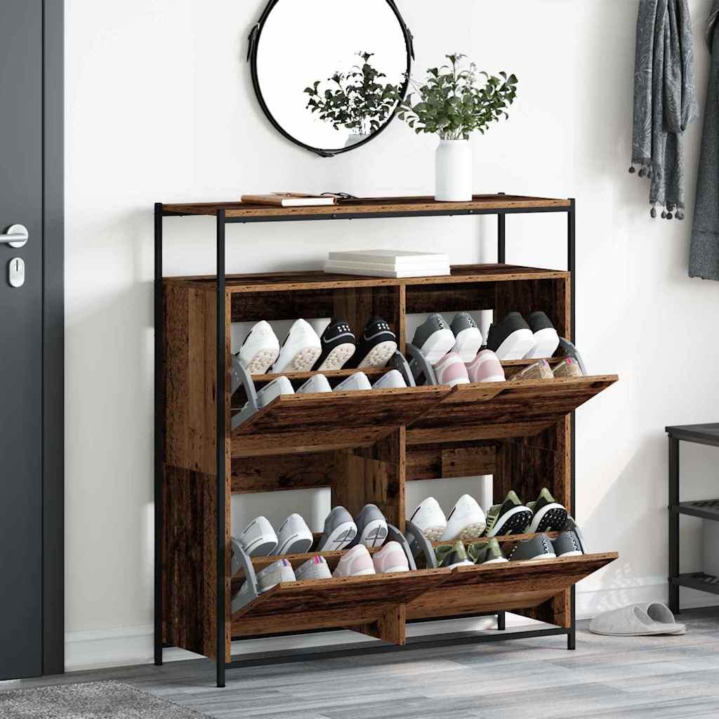 Schuhschrank mit Regal Altholz 100 x 34 x 112 cm Holzwerkstoff