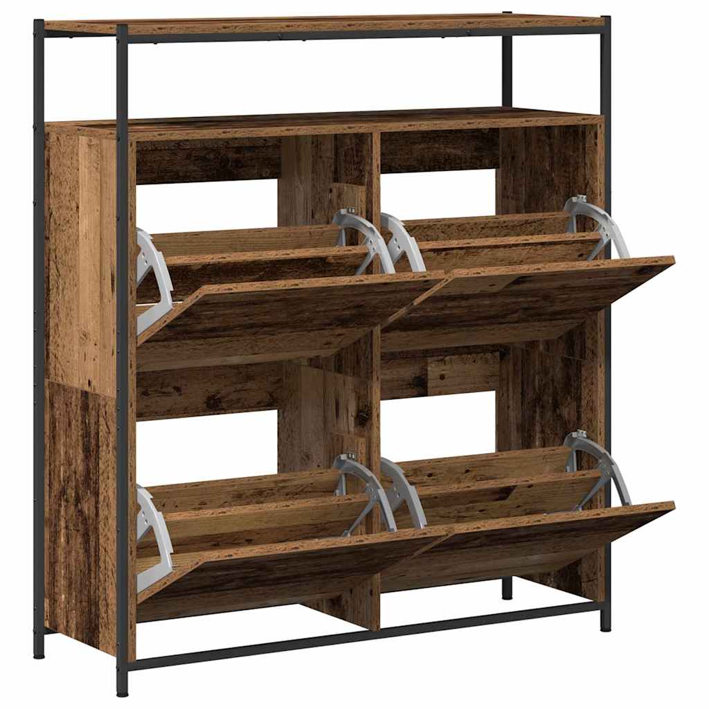 Schuhschrank mit Regal Altholz 100 x 34 x 112 cm Holzwerkstoff