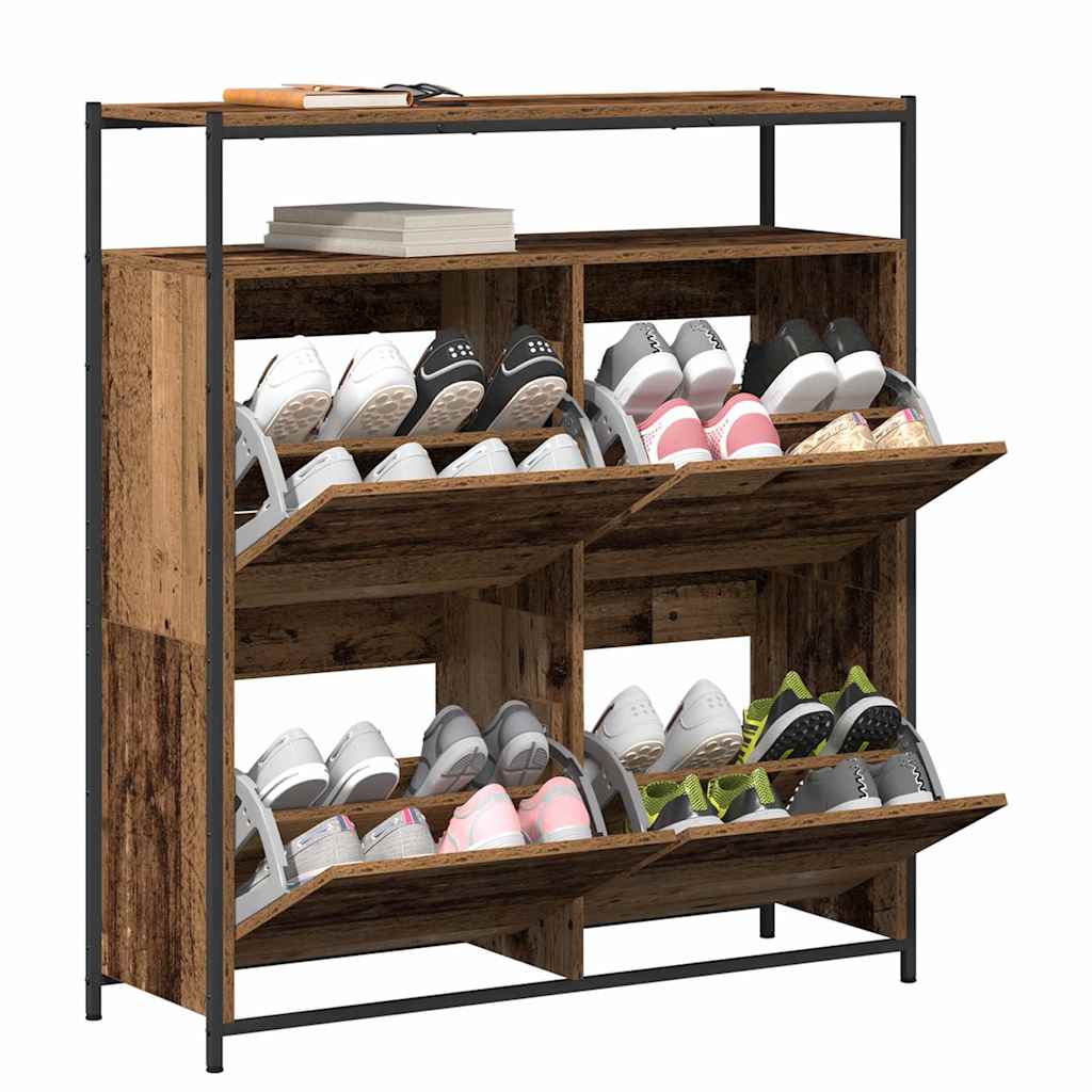 Schuhschrank mit Regal Altholz 100 x 34 x 112 cm Holzwerkstoff