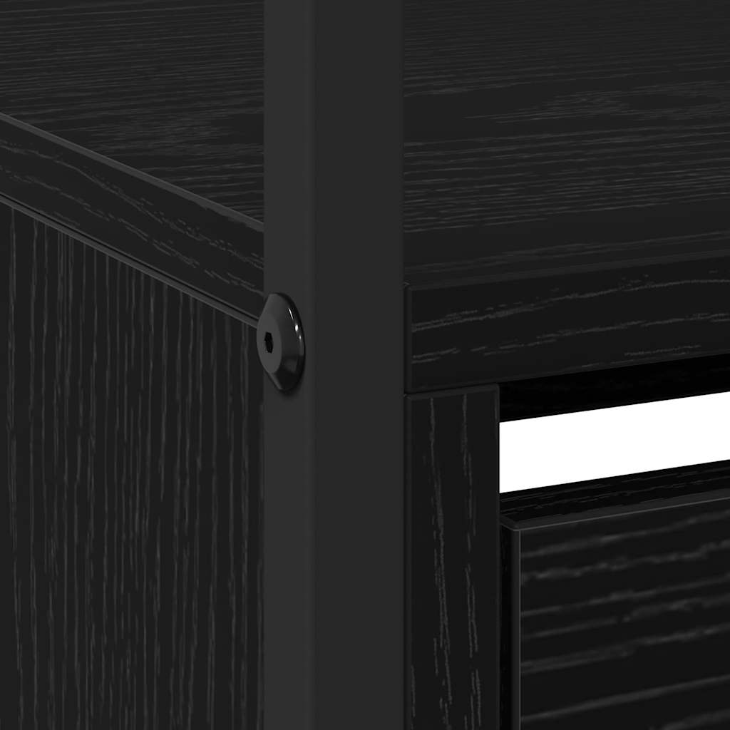 Schuhschrank mit Regal Schwarz Eichen-Optik 100 x 34 x 112 cm