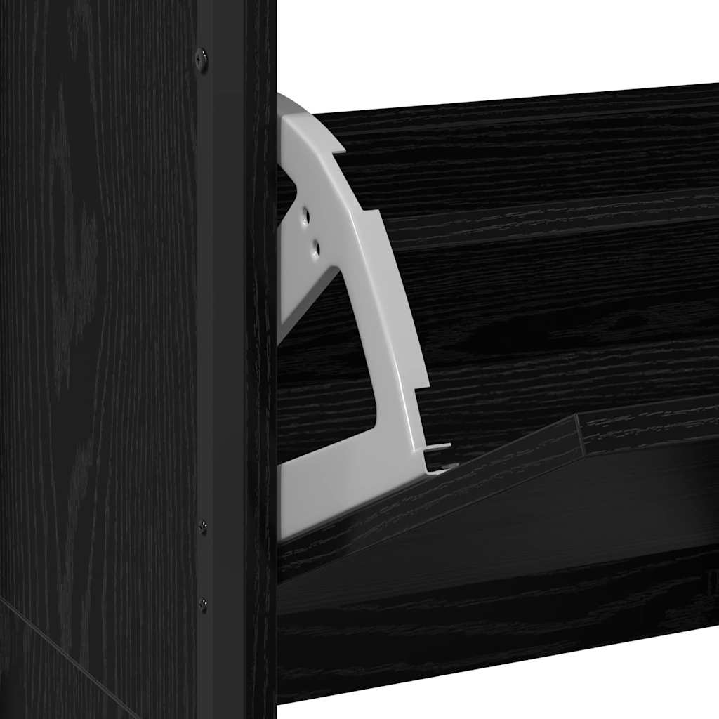 Schuhschrank mit Regal Schwarz Eichen-Optik 100 x 34 x 112 cm