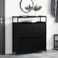 Schuhschrank mit Regal Schwarz Eichen-Optik 100 x 34 x 112 cm