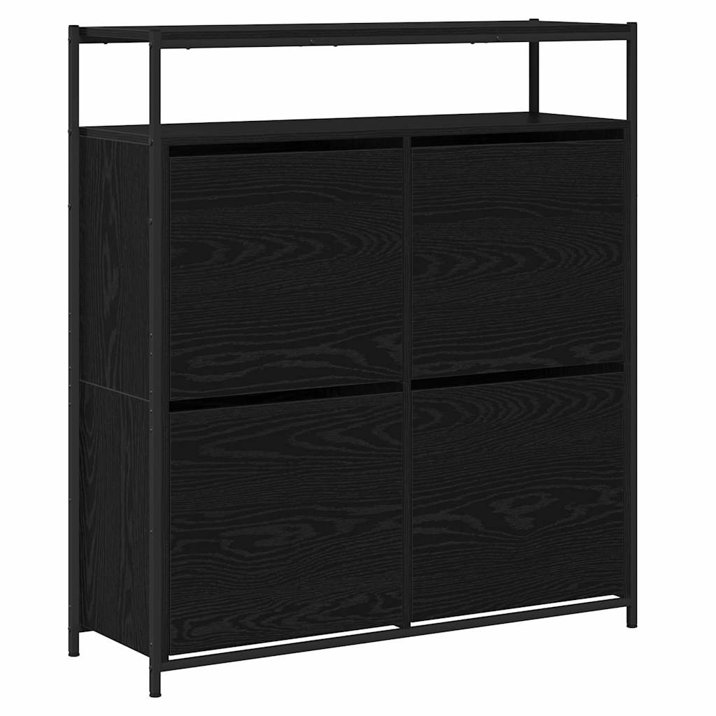Schuhschrank mit Regal Schwarz Eichen-Optik 100 x 34 x 112 cm