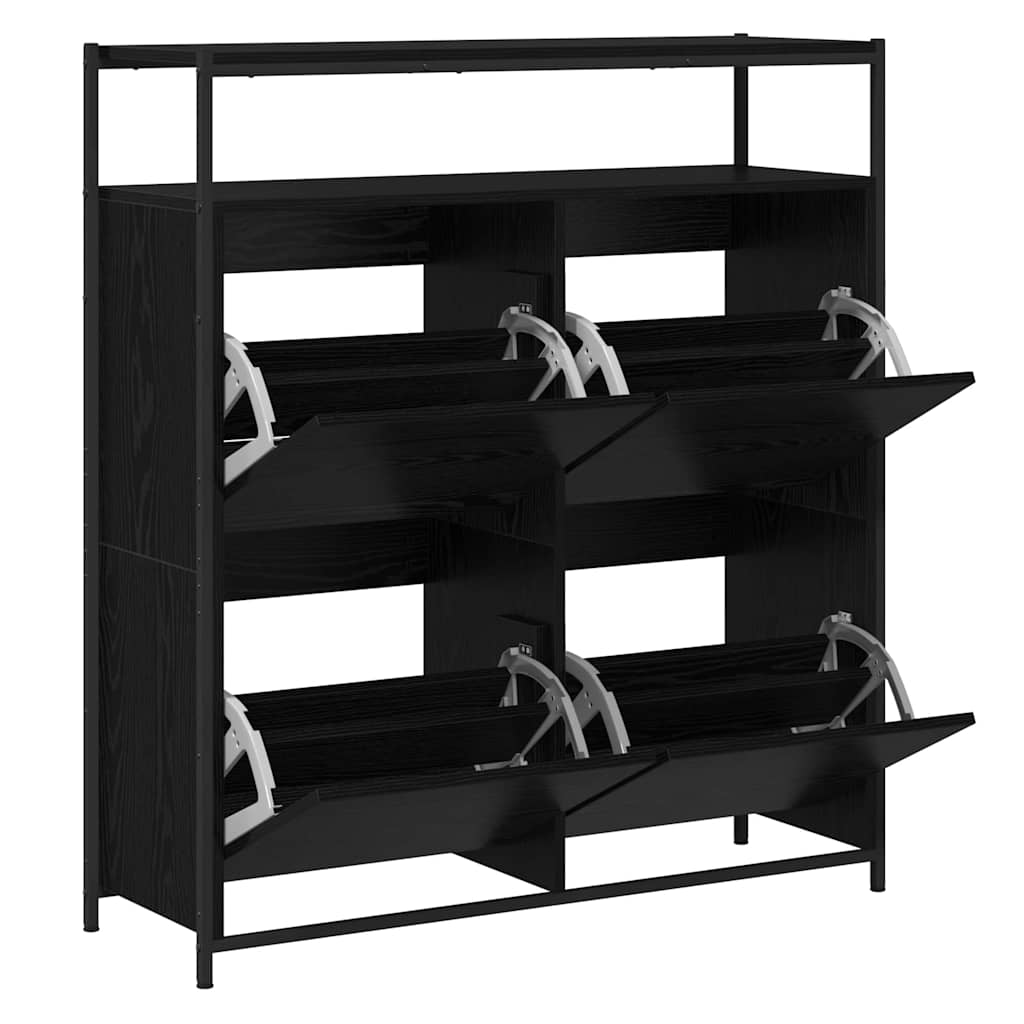 Schuhschrank mit Regal Schwarz Eichen-Optik 100 x 34 x 112 cm