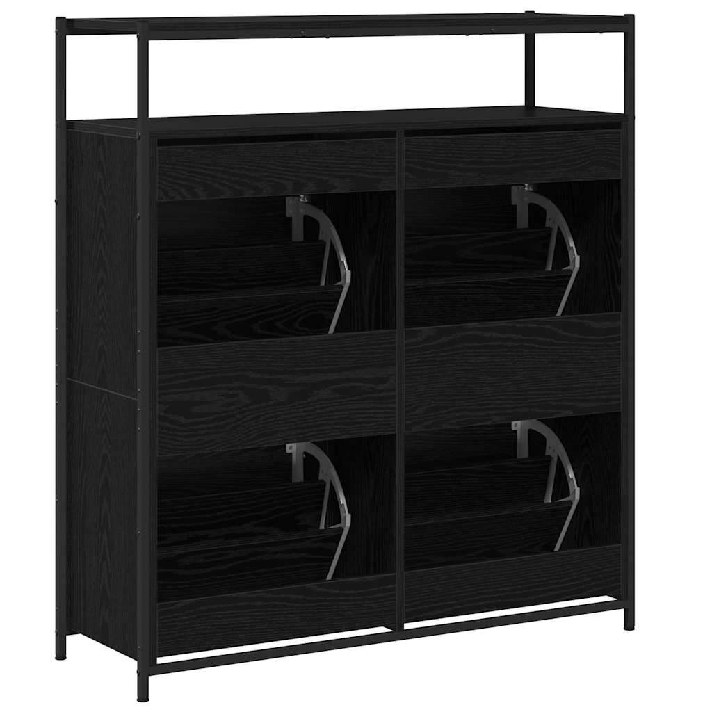 Schuhschrank mit Regal Schwarz Eichen-Optik 100 x 34 x 112 cm