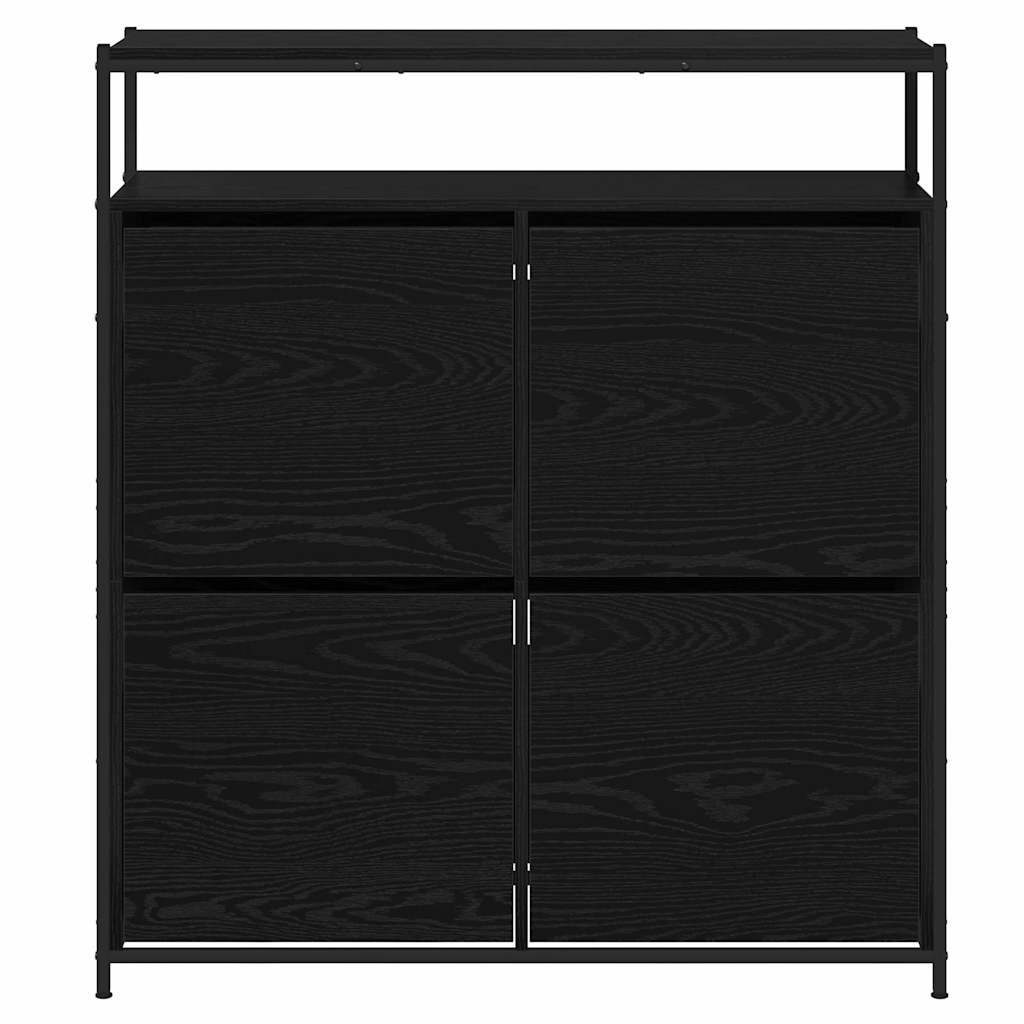 Schuhschrank mit Regal Schwarz Eichen-Optik 100 x 34 x 112 cm