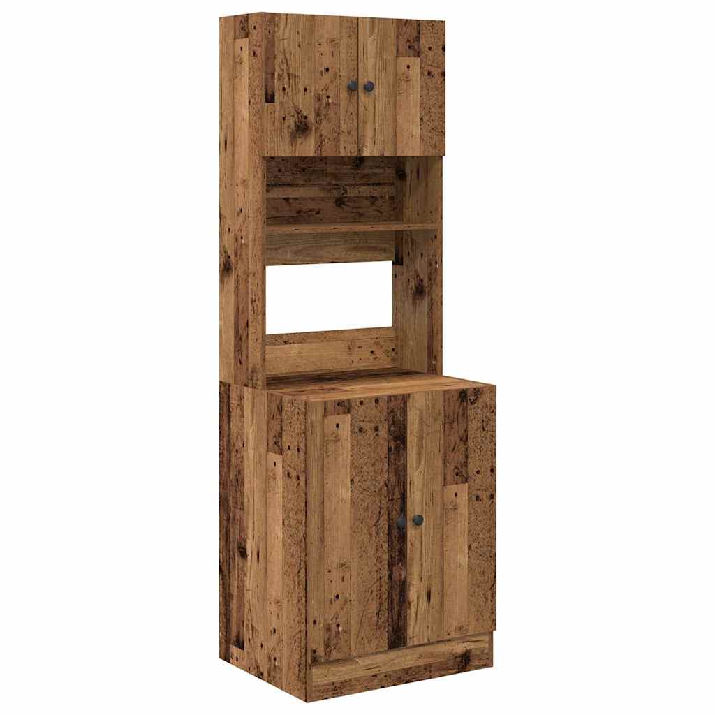 Küchenbuffet mit Regal mit Tür 2 pcs Altholz 60 x 50 x 180 cm
