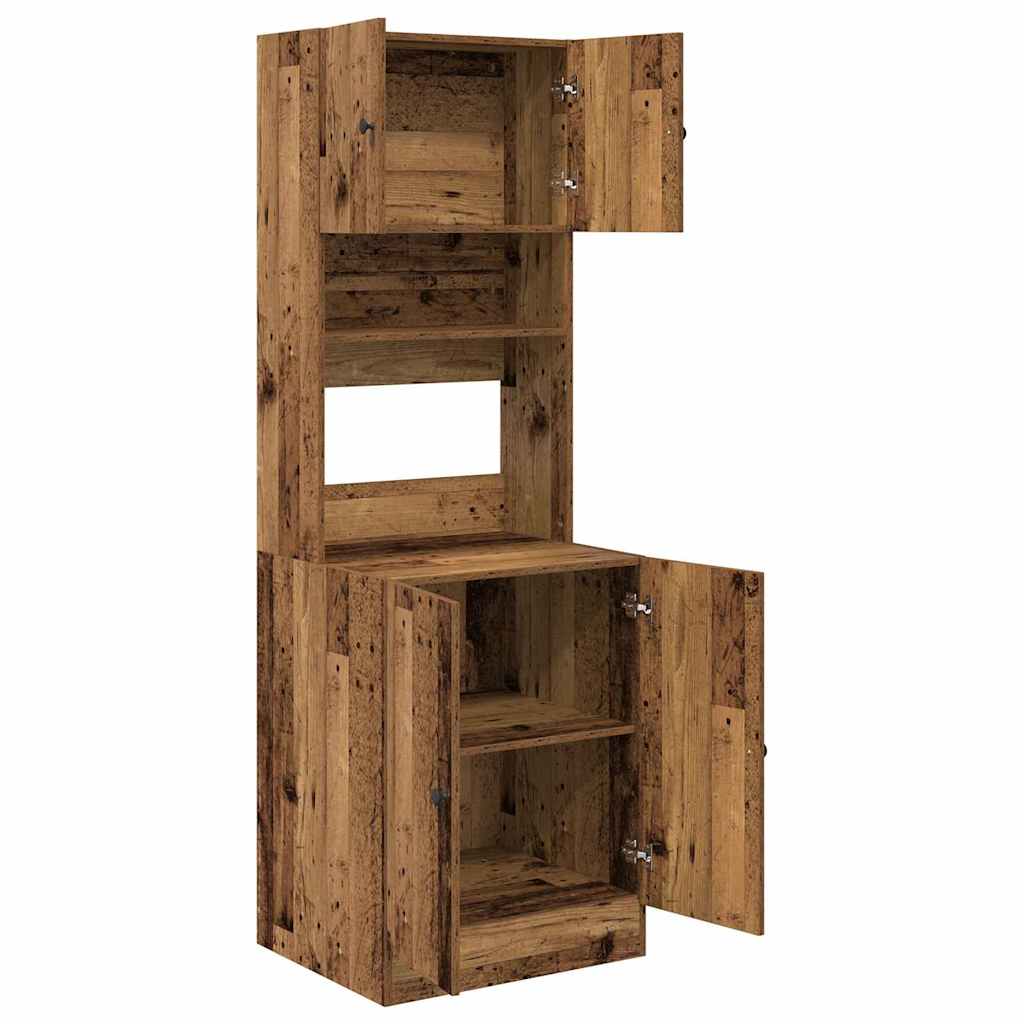 Küchenbuffet mit Regal mit Tür 2 pcs Altholz 60 x 50 x 180 cm