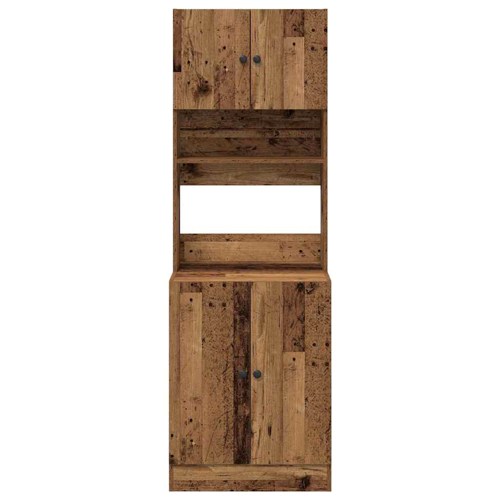 Küchenbuffet mit Regal mit Tür 2 pcs Altholz 60 x 50 x 180 cm