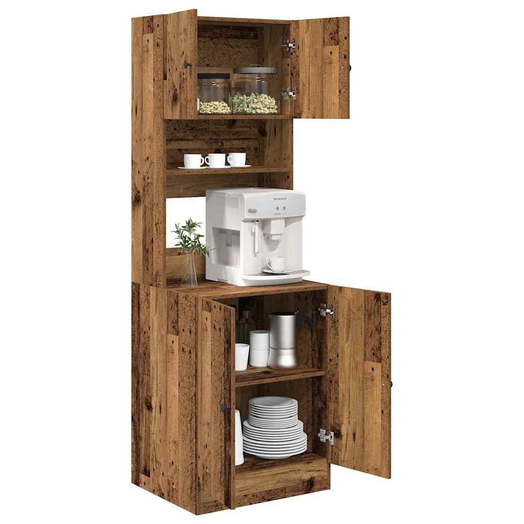 Küchenbuffet mit Regal mit Tür 2 pcs Altholz 60 x 50 x 180 cm