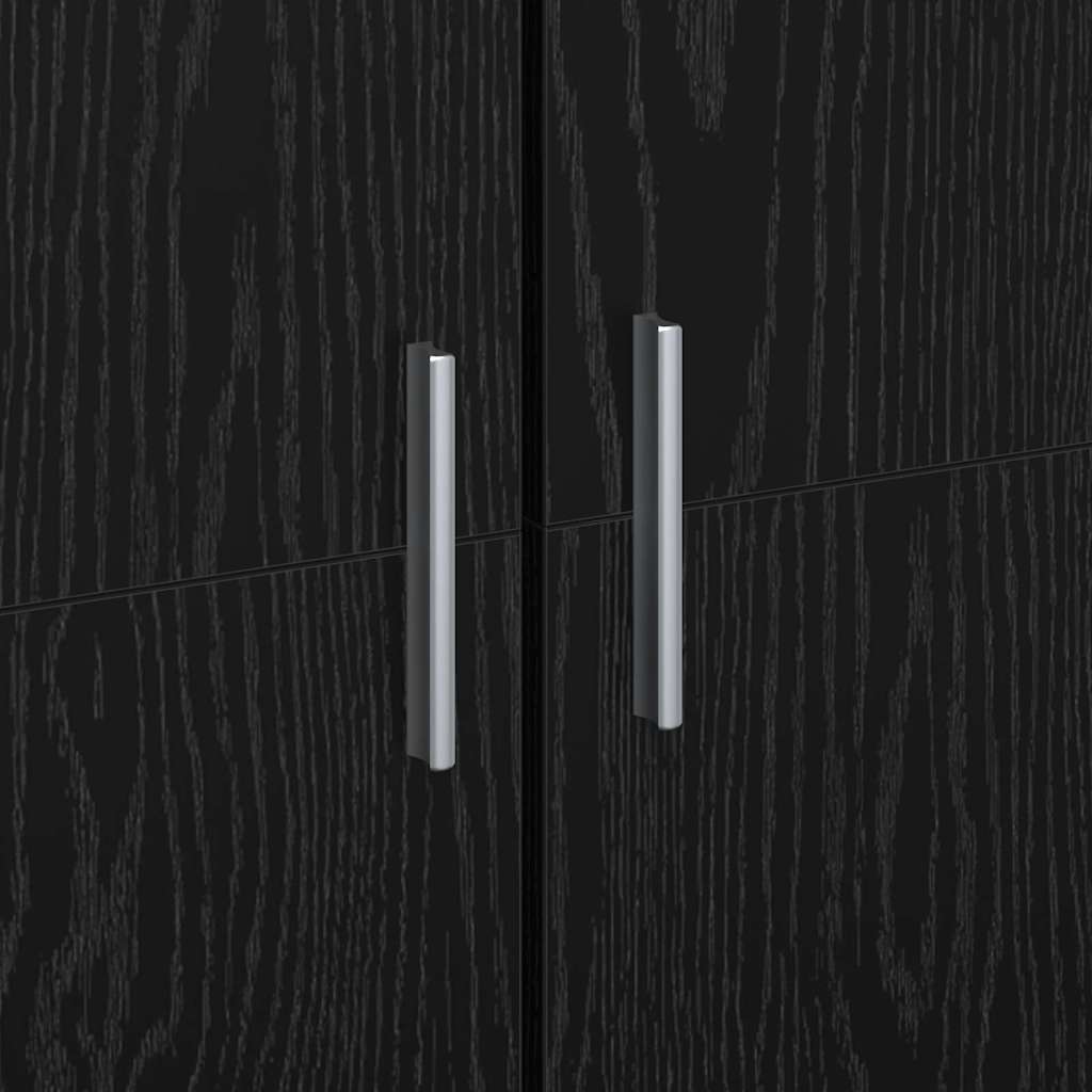 Highboard Schwarz Eichen-Optik 80 x 35 x 180 cm Holzwerkstoff