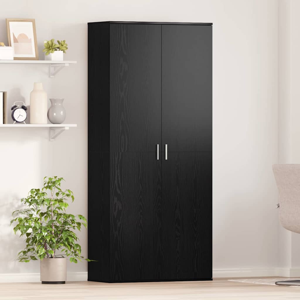 Highboard Schwarz Eichen-Optik 80 x 35 x 180 cm Holzwerkstoff