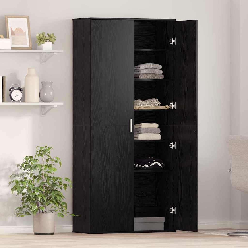 Highboard Schwarz Eichen-Optik 80 x 35 x 180 cm Holzwerkstoff