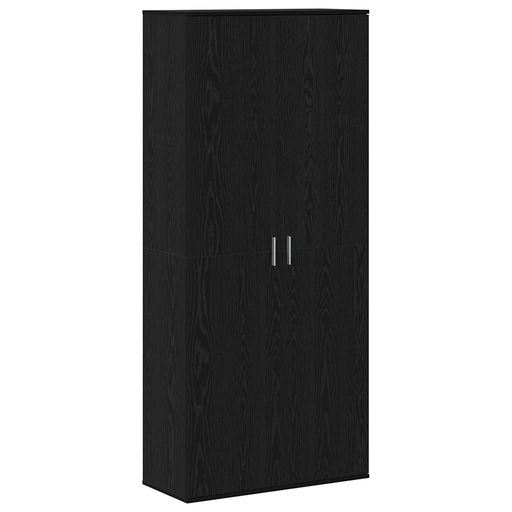 Highboard Schwarz Eichen-Optik 80 x 35 x 180 cm Holzwerkstoff