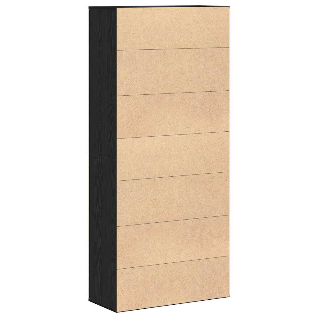 Highboard Schwarz Eichen-Optik 80 x 35 x 180 cm Holzwerkstoff