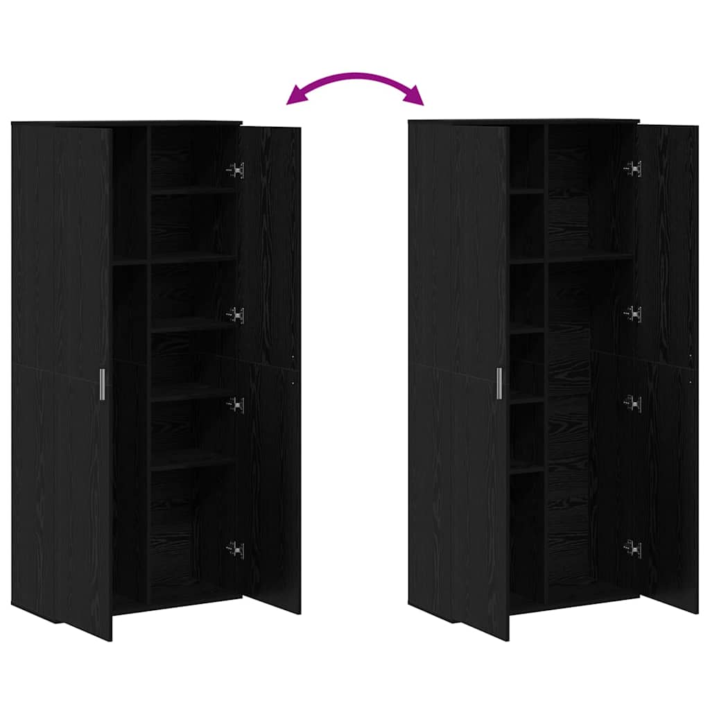 Highboard Schwarz Eichen-Optik 80 x 35 x 180 cm Holzwerkstoff
