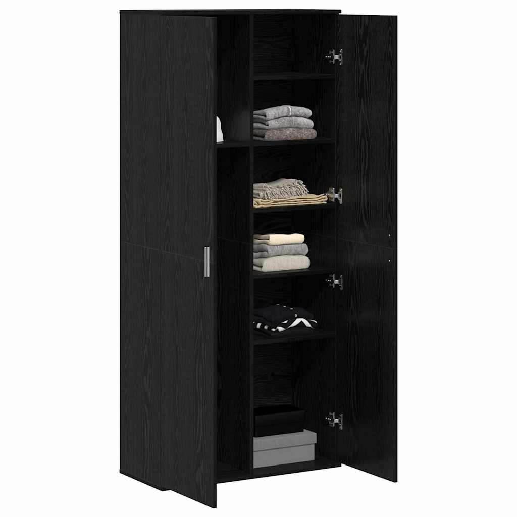 Highboard Schwarz Eichen-Optik 80 x 35 x 180 cm Holzwerkstoff