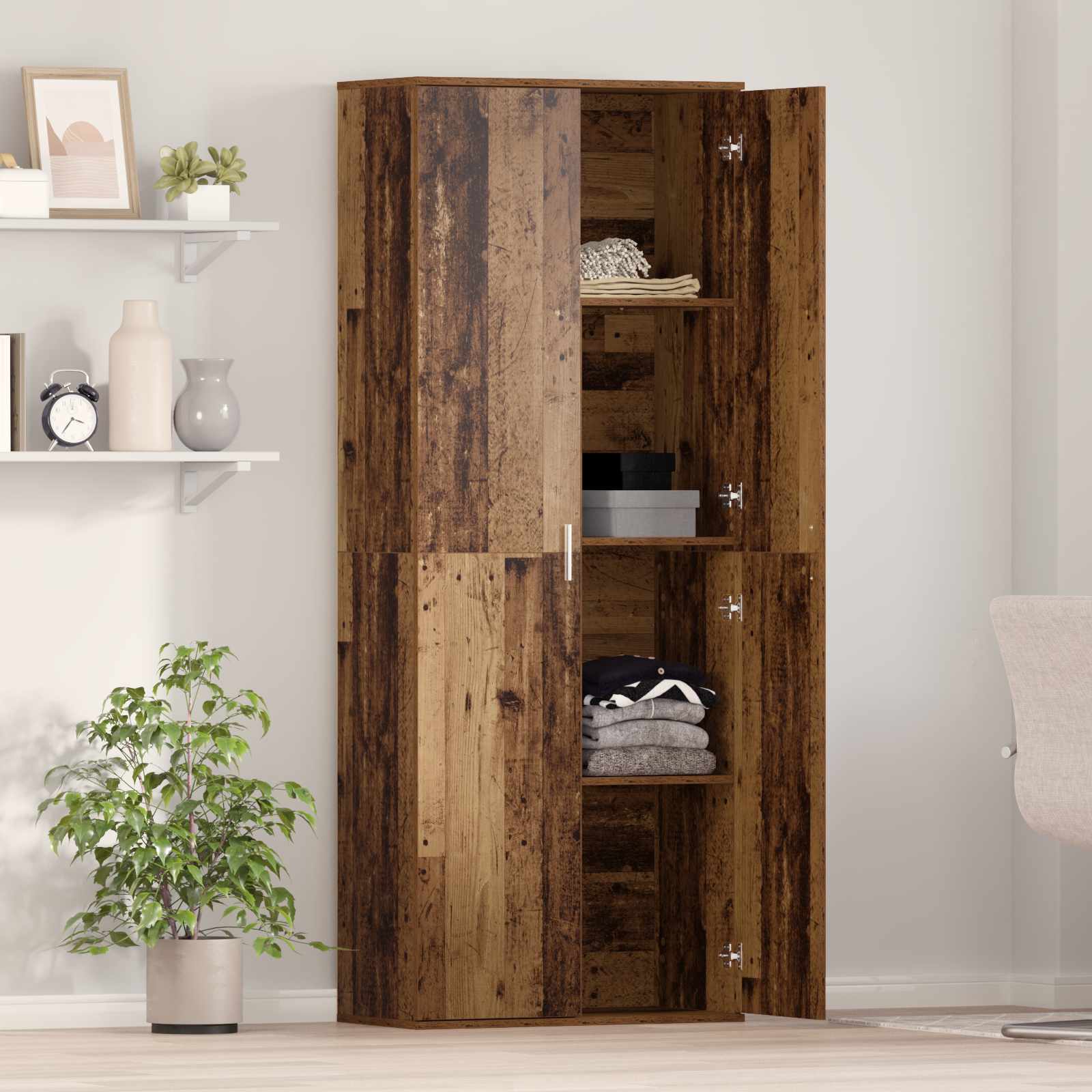 Highboard Altholz 70 x 33,5 x 180 cm Holzwerkstoff