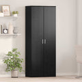 Highboard Schwarz Eichen-Optik 70 x 33,5 x 180 cm Holzwerkstoff