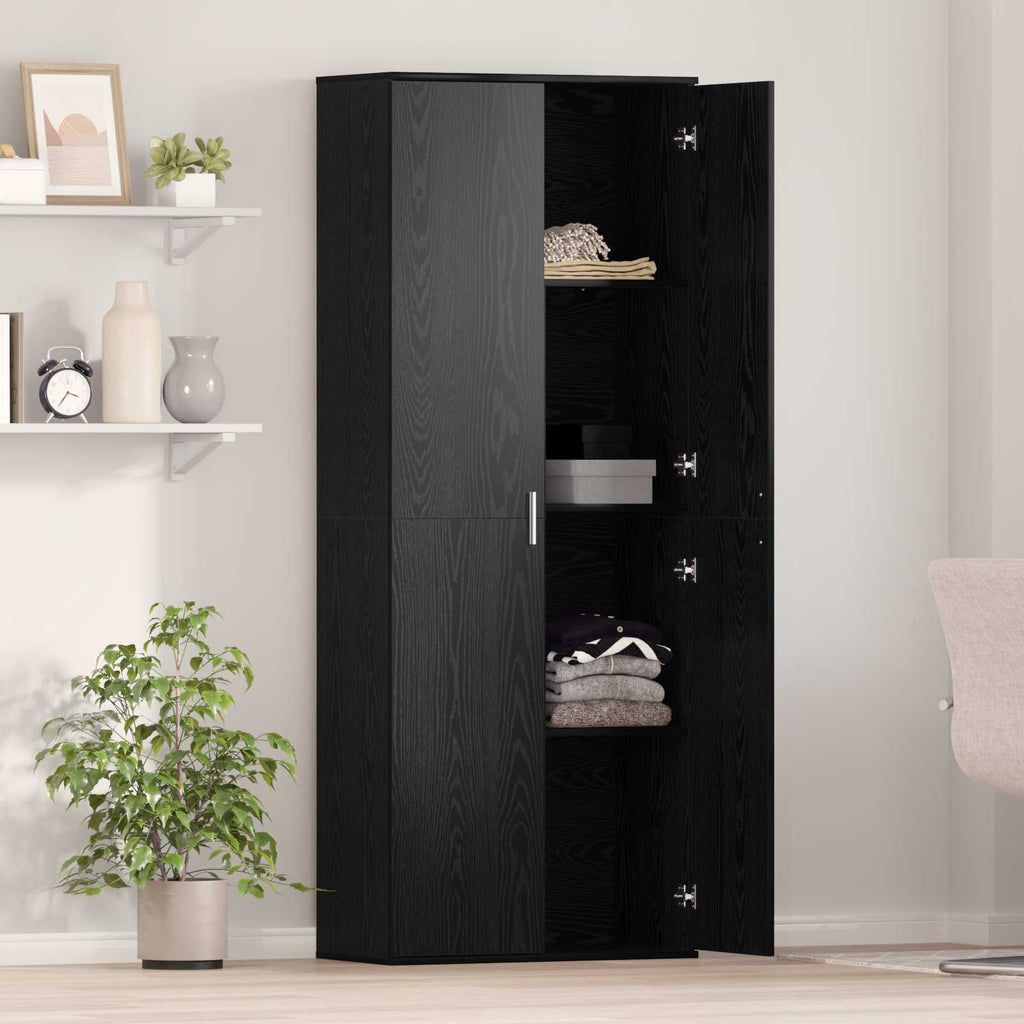 Highboard Schwarz Eichen-Optik 70 x 33,5 x 180 cm Holzwerkstoff