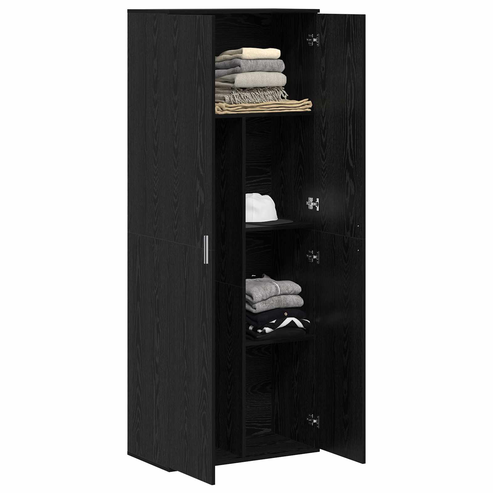 Highboard Schwarz Eichen-Optik 70 x 33,5 x 180 cm Holzwerkstoff