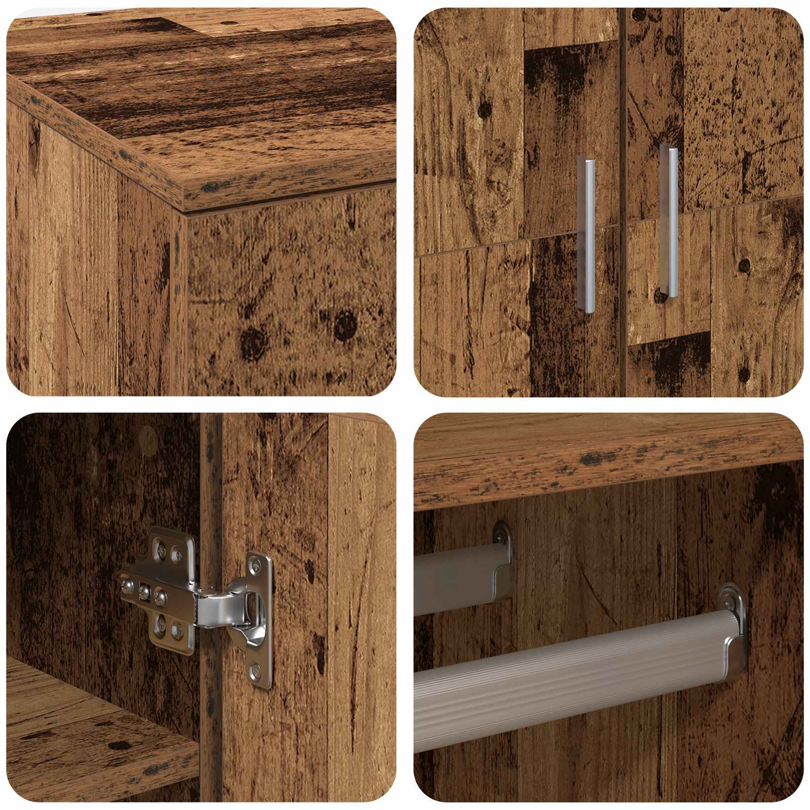 Hochschrank mit Regal Altholz 80 x 39 x 178 cm Holzwerkstoff