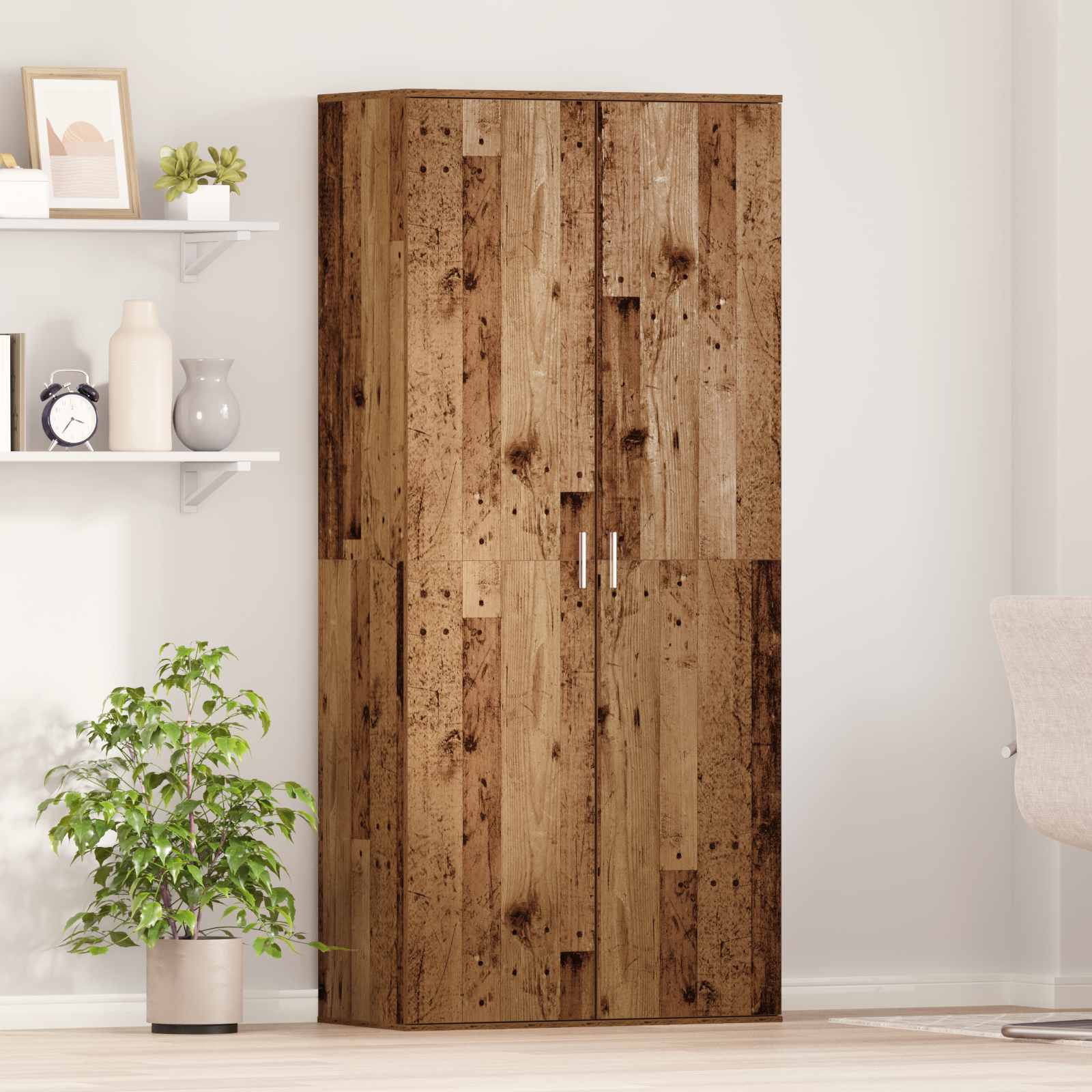 Hochschrank mit Regal Altholz 80 x 39 x 178 cm Holzwerkstoff