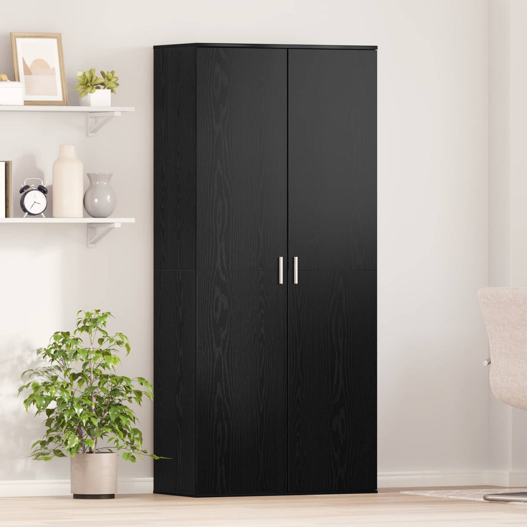 Hochschrank Schwarz Eichen-Optik 80 x 39 x 178 cm Holzwerkstoff