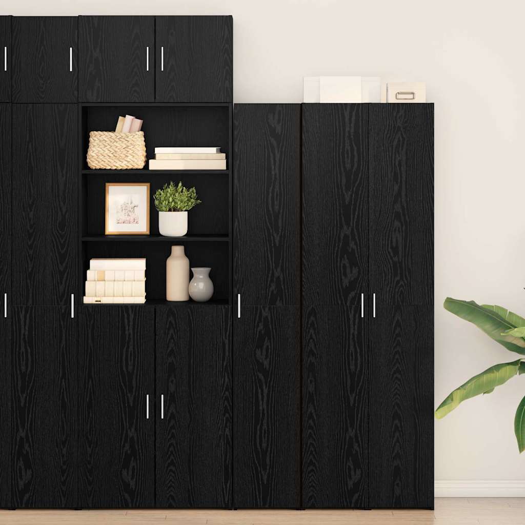 Highboard 2 pcs Schwarz Eichen-Optik 30 x 42,5 x 185 cm