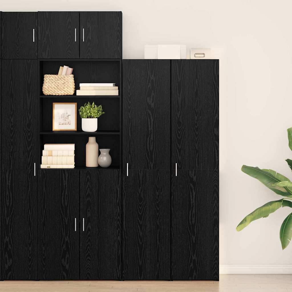 Highboard Schwarz Eichen-Optik 40 x 42,5 x 185 cm