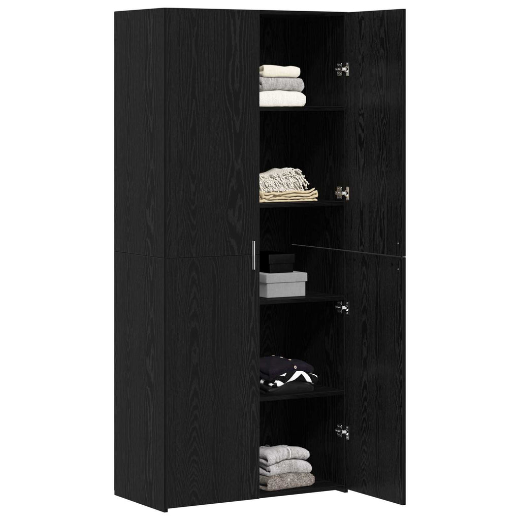 Highboard 2 pcs Schwarz Eichen-Optik 80 x 42 x 185 cm
