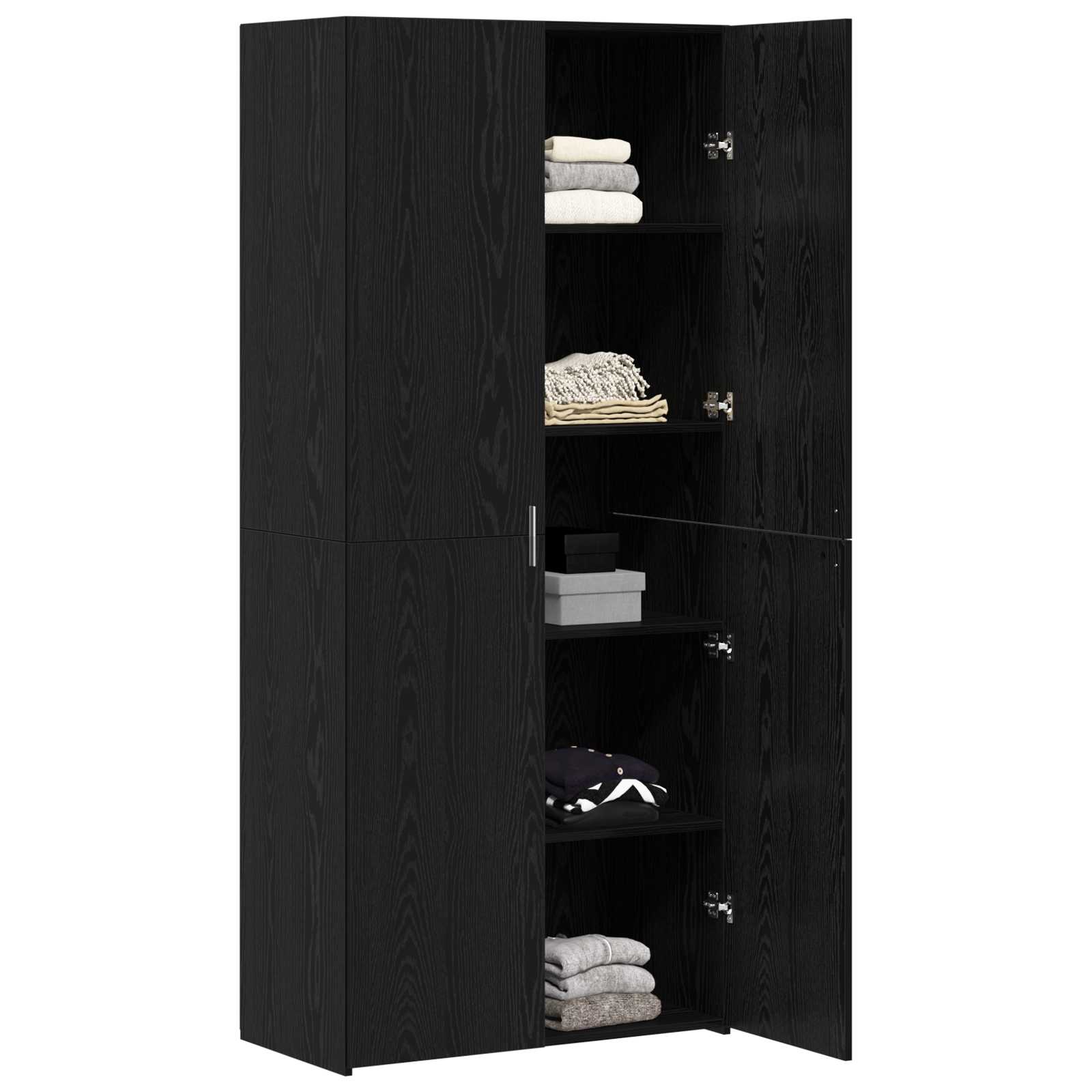 Highboard 2 pcs Schwarz Eichen-Optik 80 x 42 x 185 cm