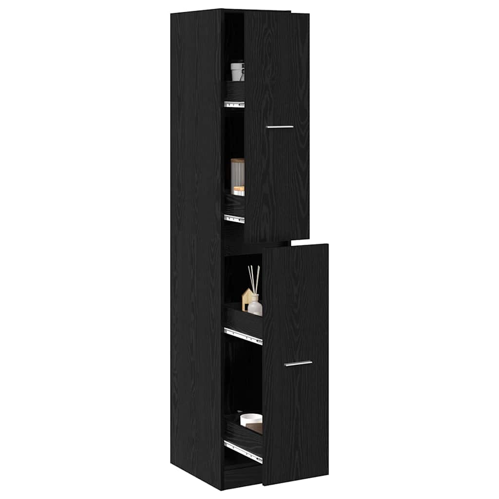 Apothekerschrank Schwarz Eichen-Optik 30 x 41 x 174.5 cm