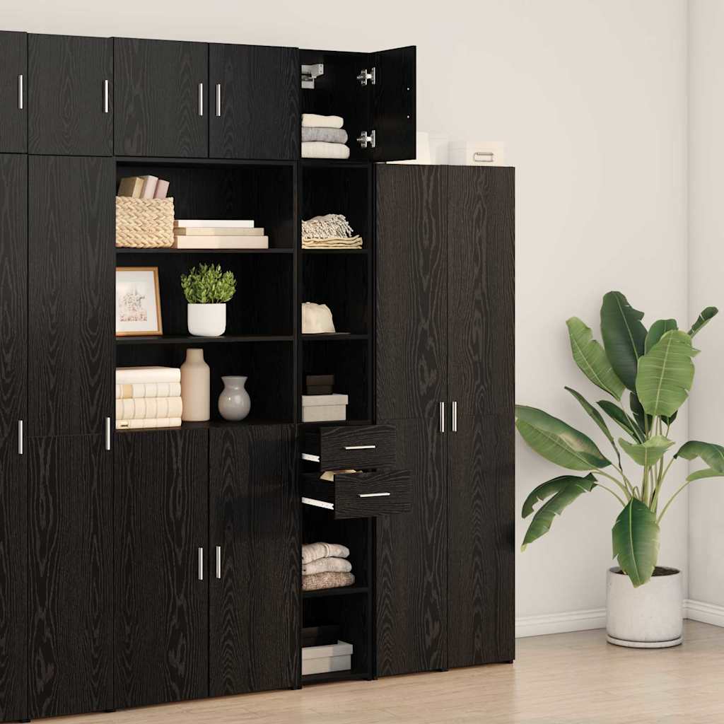 Aufbewahrungsschrank mit Schubladen 2 pcs Schwarz Eichen-Optik