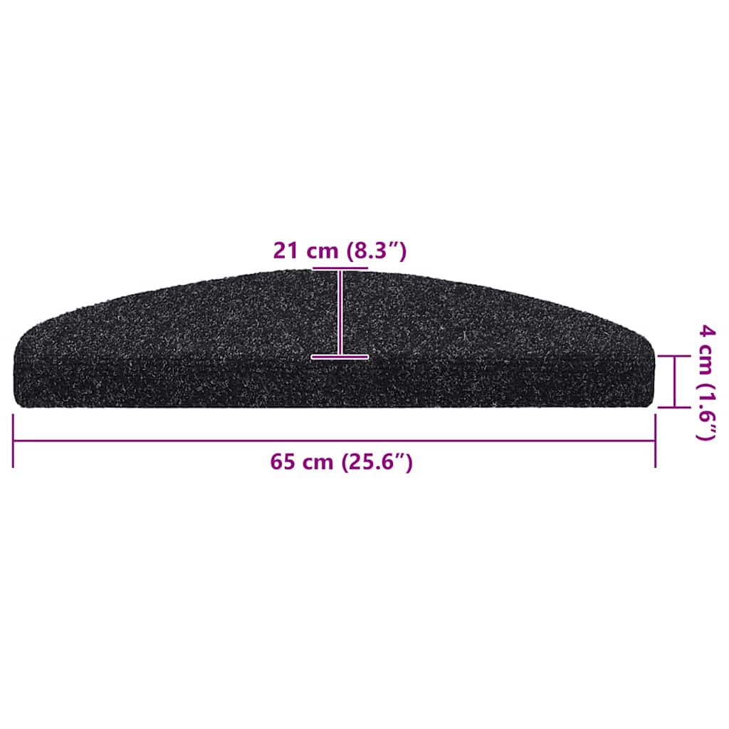 Stufenmatten Selbstklebend 20 Stk. 65x21x4 cm Schwarz Halbrund Groß