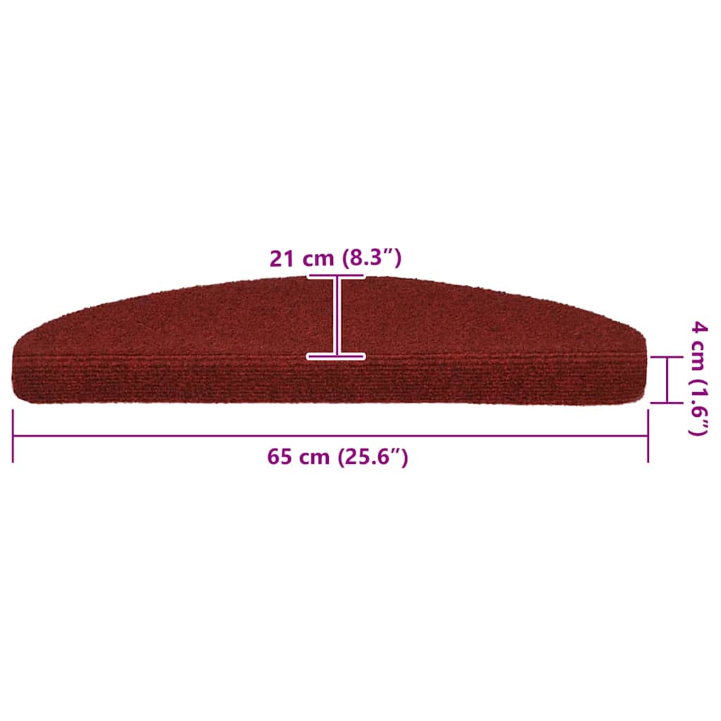 Stufenmatten Selbstklebend 20 Stk. 65x21x4 cm Bordeauxrot Halbrund Groß