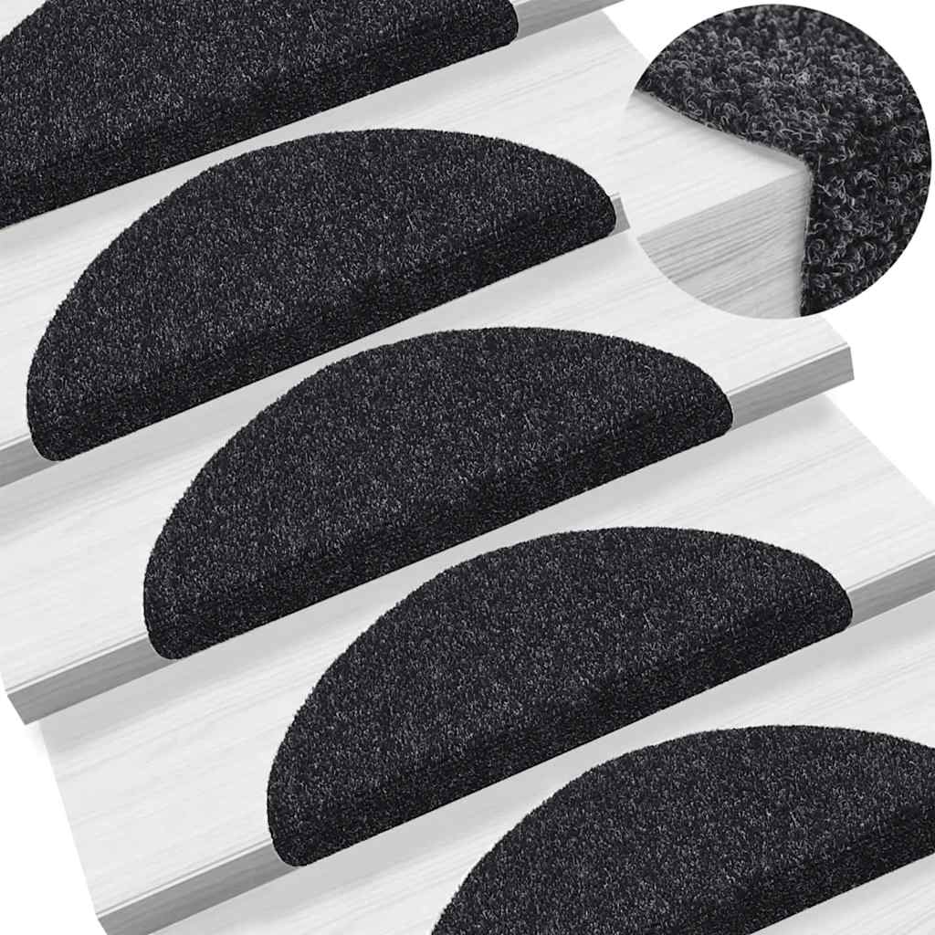 Stufenmatten Selbstklebend 20 Stk. 56x17x3 cm Schwarz Halbrund