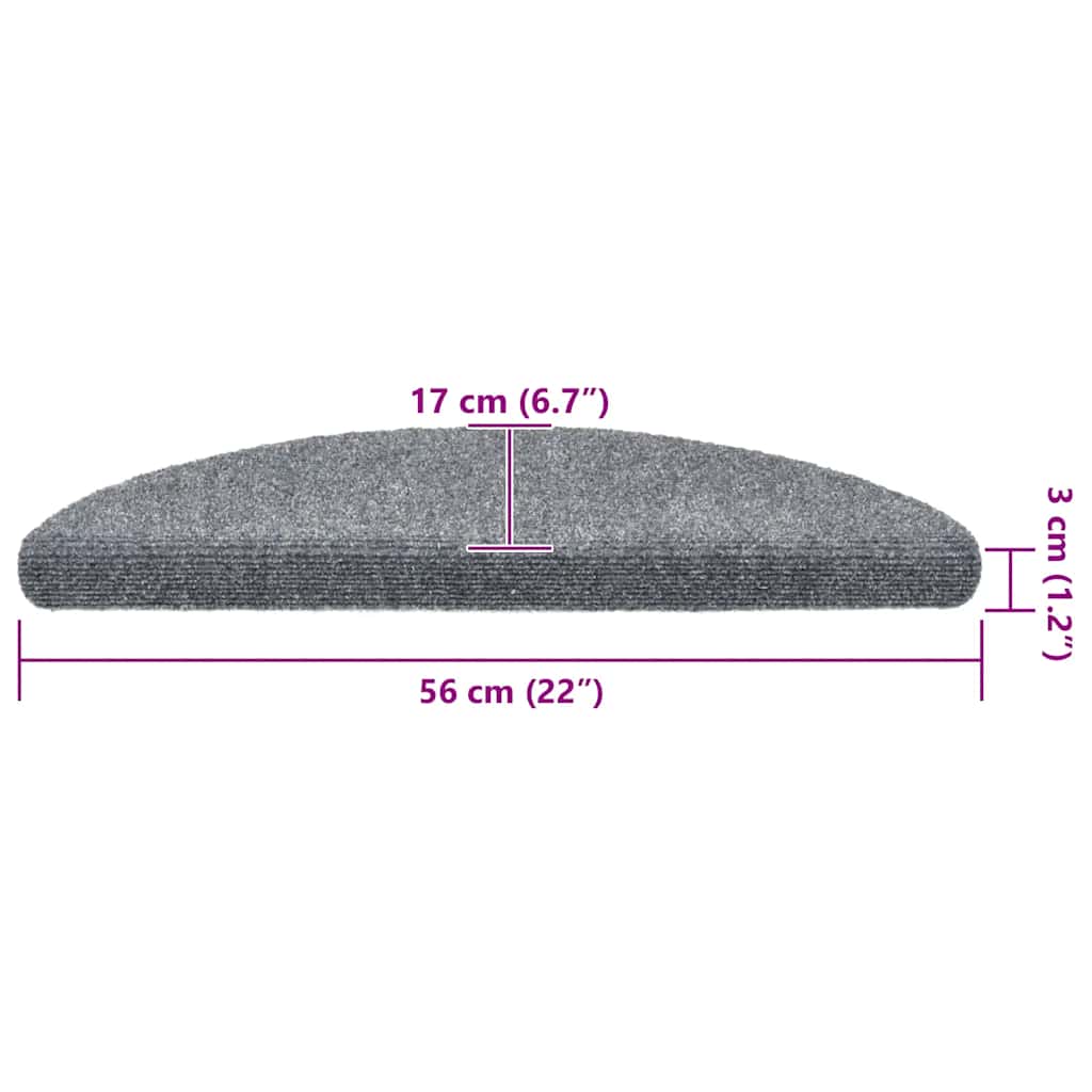 Stufenmatten Selbstklebend 20 Stk. 56x17x3 cm Hellgrau Halbrund