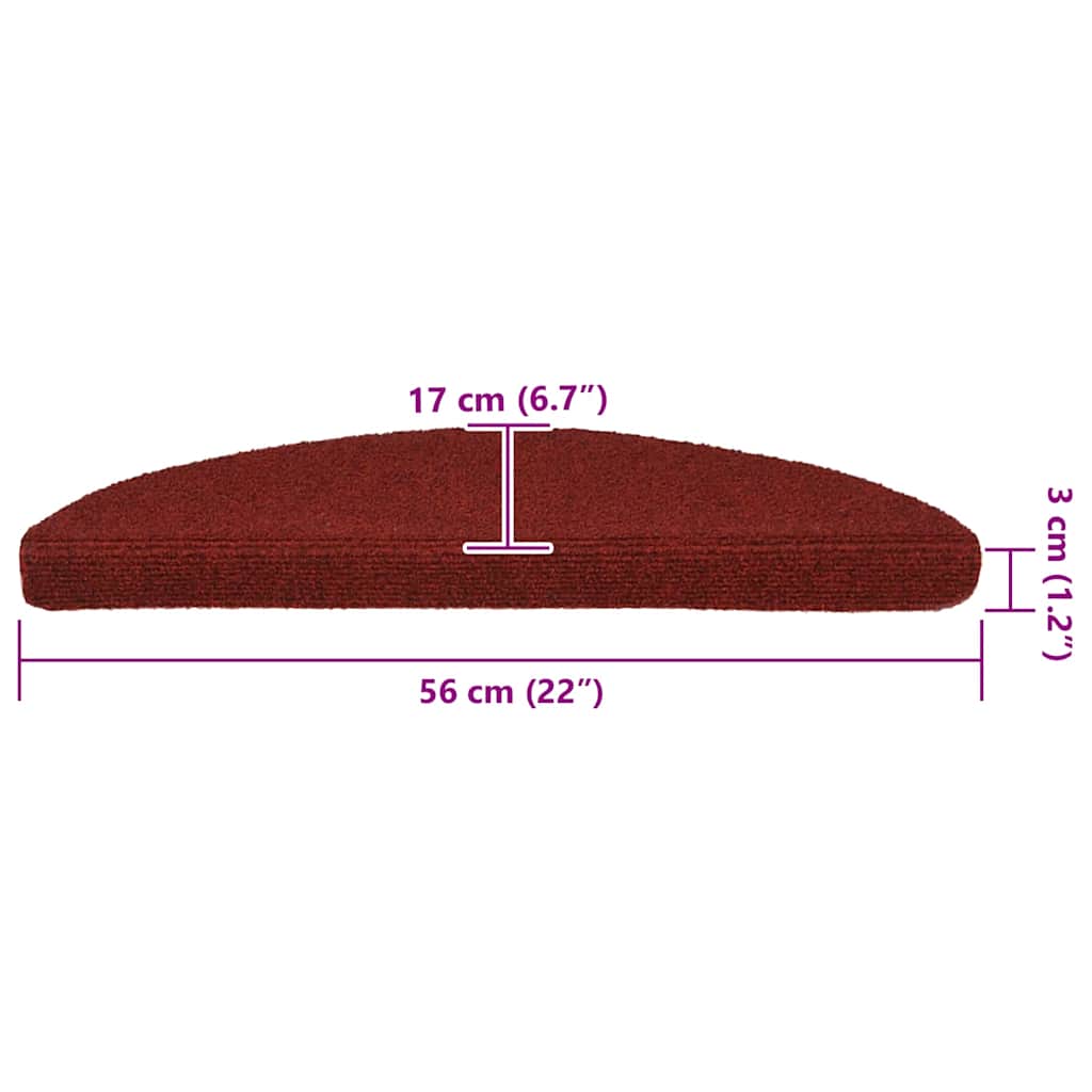 Stufenmatten Selbstklebend 20 Stk. 56x17x3 cm Bordeauxrot Halbrund