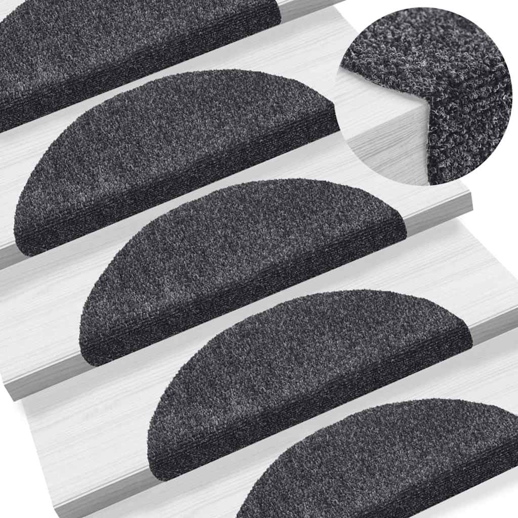 Stufenmatten Selbstklebend 30 Stk. 56x17x3 cm Dunkelgrau Halbrund