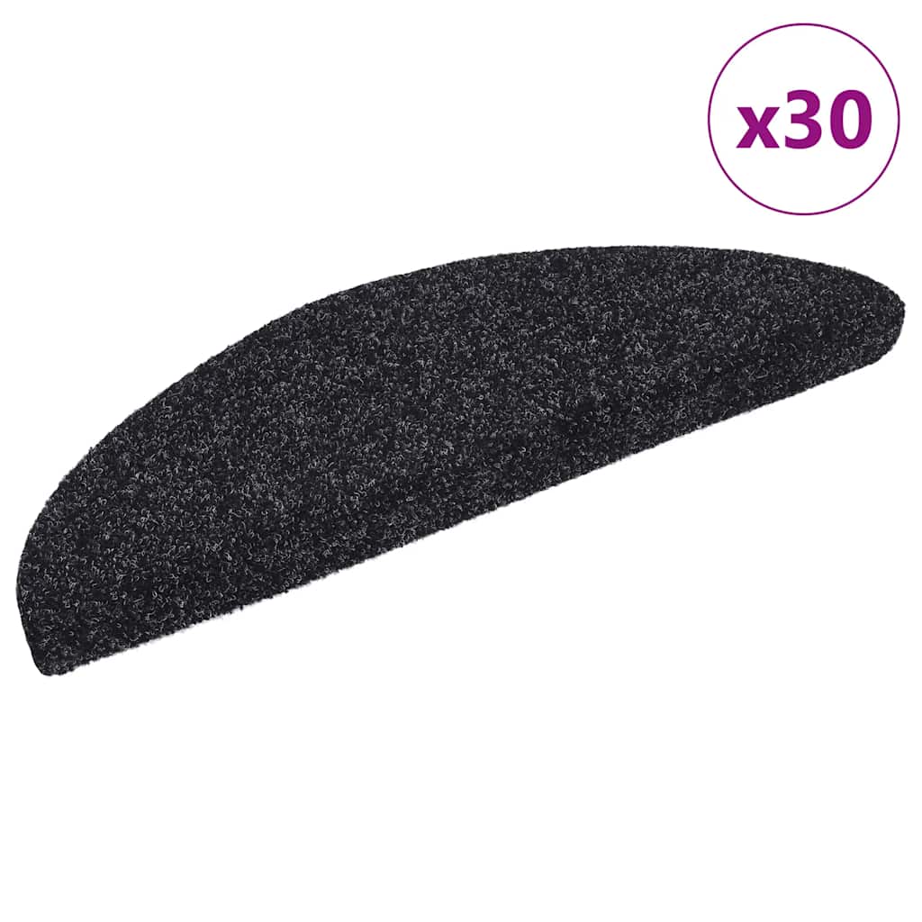 Stufenmatten Selbstklebend 30 Stk. 56x17x3 cm Schwarz Halbrund
