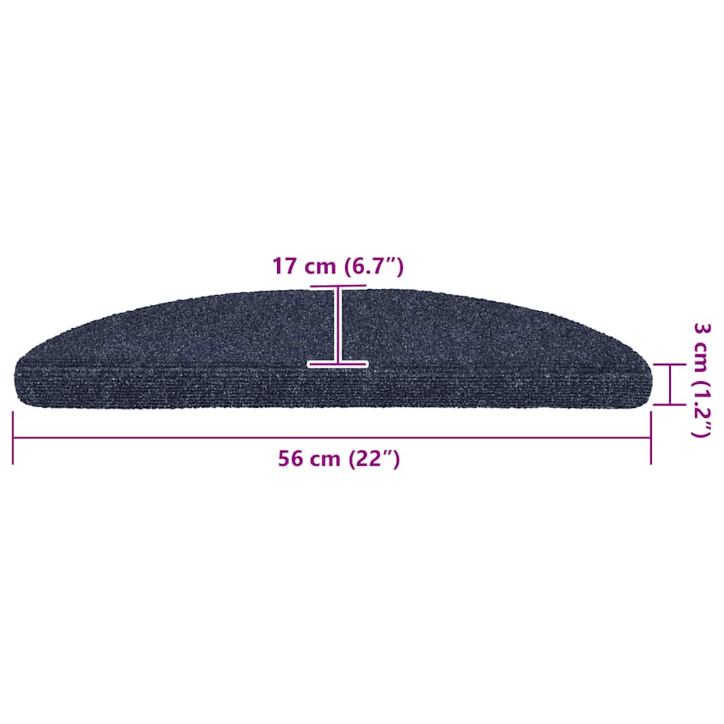 Stufenmatten Selbstklebend 30 Stk. 56x17x3 cm Blau Halbrund